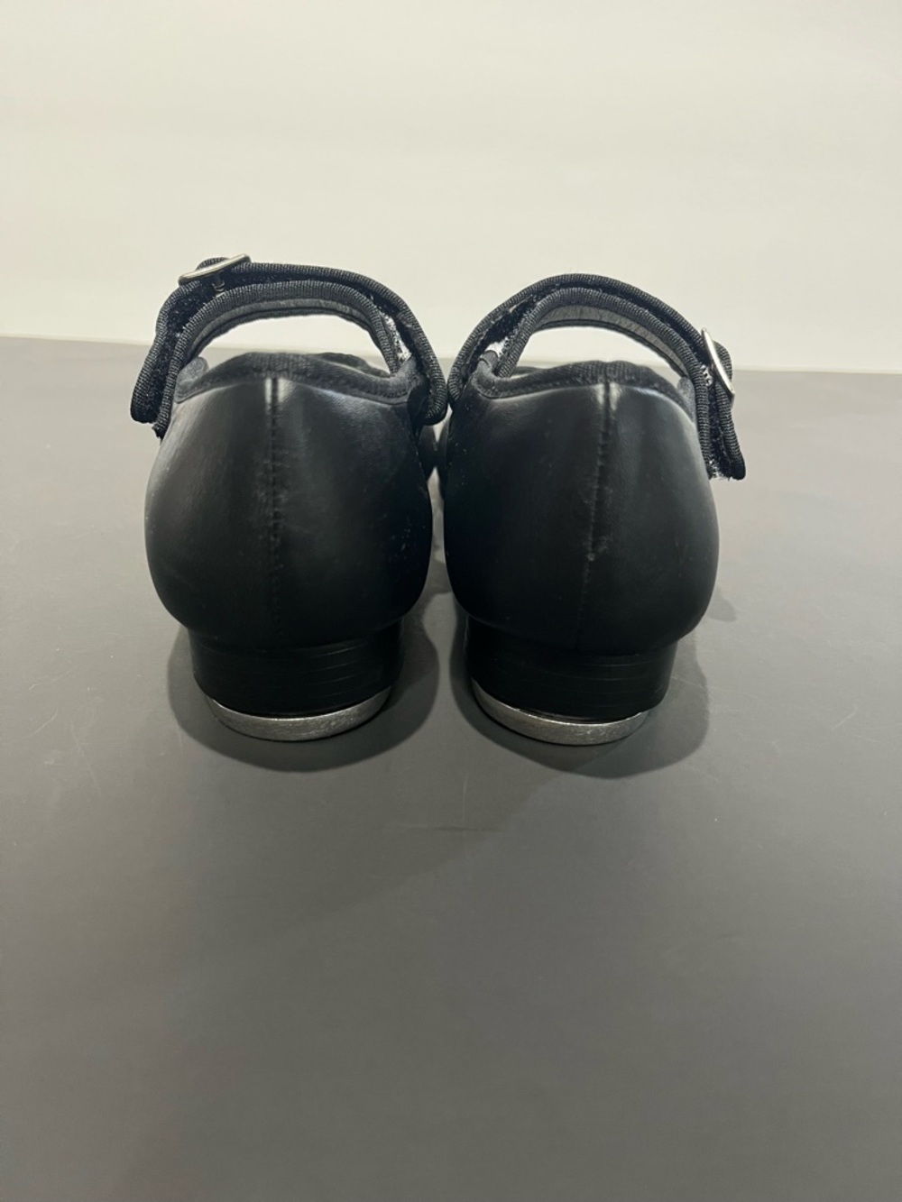 Capezio Flat Black Leather Mary Jane Adjustable Little Girls Wide Tap Dance Shoe - Picture 3 of 10